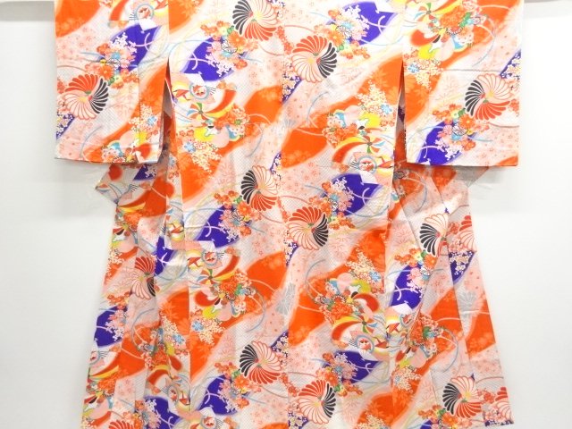 JAPANESE KIMONO / ANTIQUE JUBAN / FLORAL PLANTS